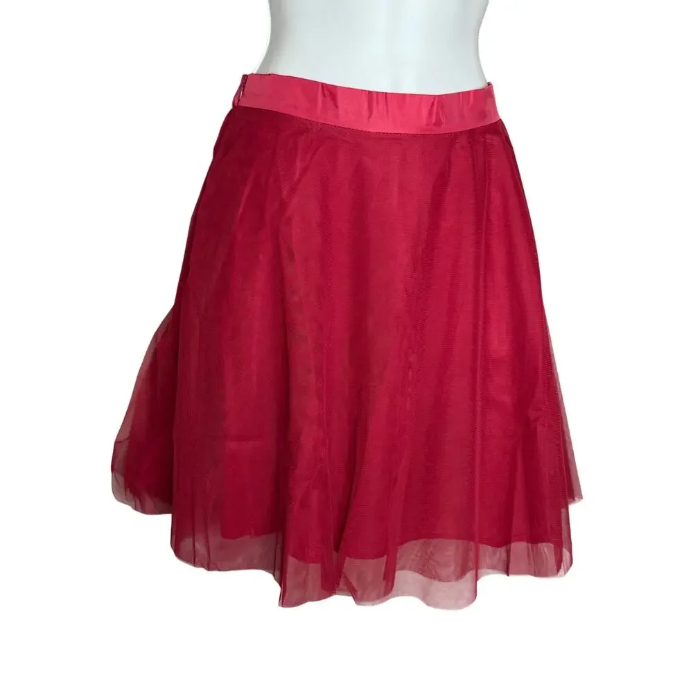 Tulip B Unique Vintage Red Mesh A-line Swing Skirt L NWT